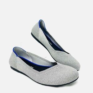 ROTHY'S 9.5 GRAY/SILVER GLITTER KNIT SHOES FLATS